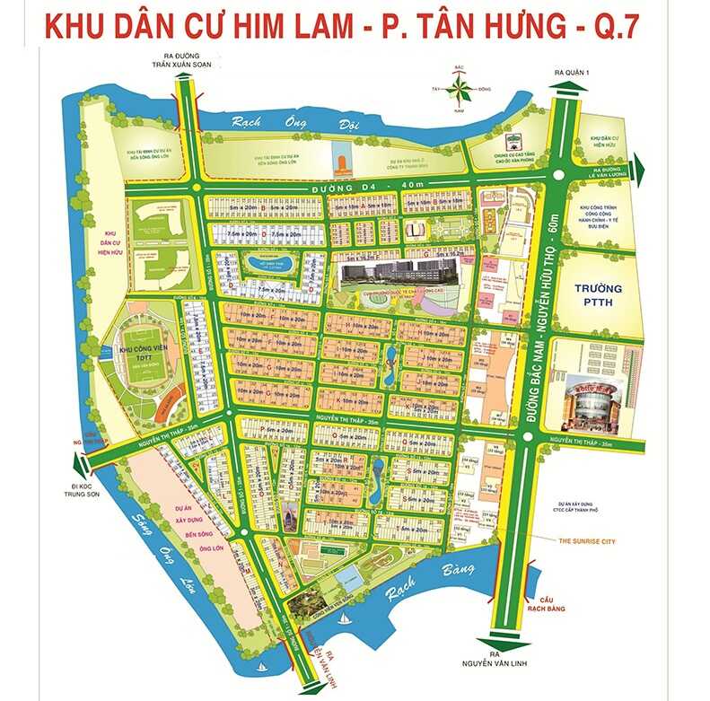 Sơ đồ mặt bằng tổng thể Khu đô thị Him Lam Kênh Tẻ