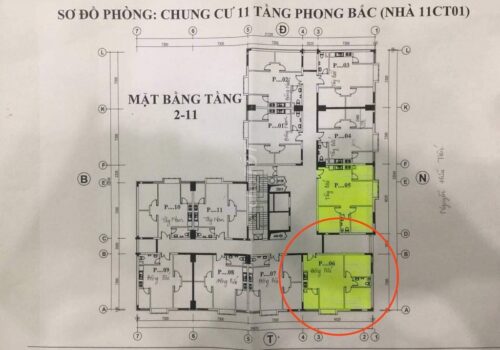Sơ đồ mặt bằng căn hộ điển hình tại chung cư Phong Bắc