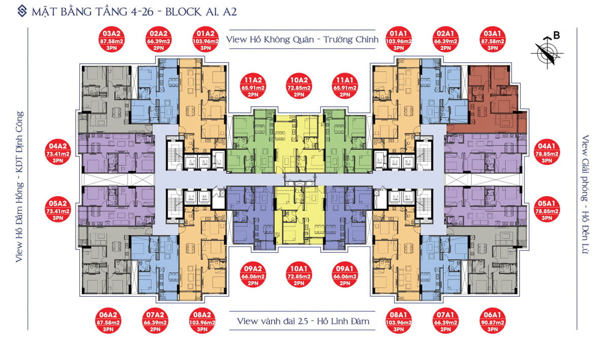 Sơ đồ mặt bằng tầng điển hình tại dự án Sky Central