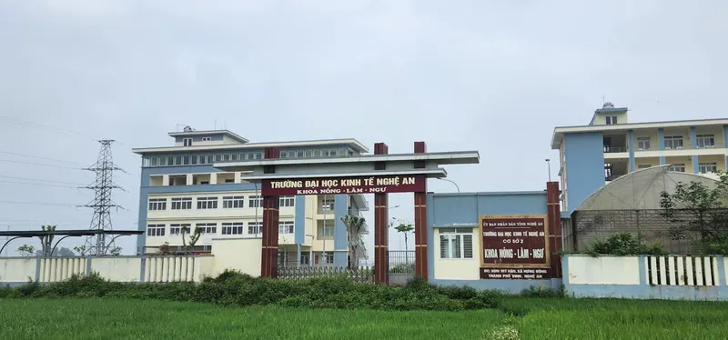 Khuôn viên xanh mát của trường đại học Kinh tế Nghệ An