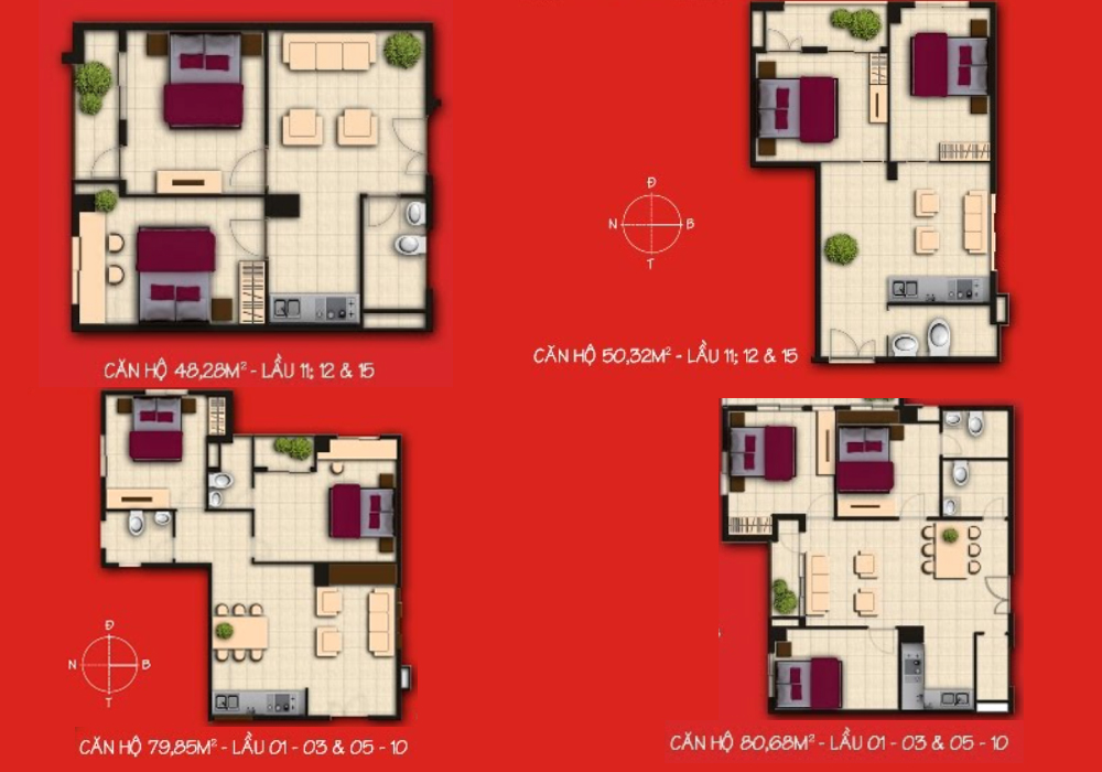 Sơ đồ mặt bằng tầng điển hình tại dự án Long Phụng Apartment