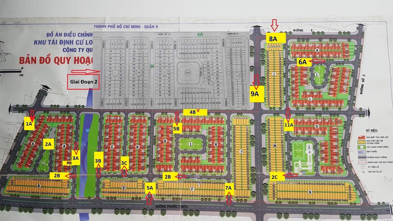 Sơ đồ mặt bằng phân lô tại Khu dân cư Phước Thiện