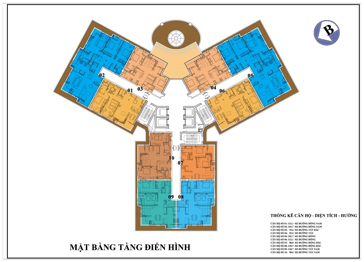Sơ đồ mặt bằng căn hộ điển hình tại Trung Yên Plaza