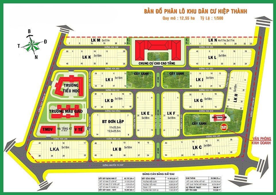 Sơ đồ mặt bằng điển hình tại dự án Hiệp Thành City