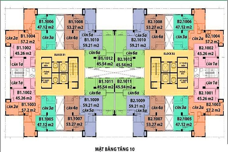 Sơ đồ mặt bằng căn hộ điển hình tại Căn hộ Nhất Lan