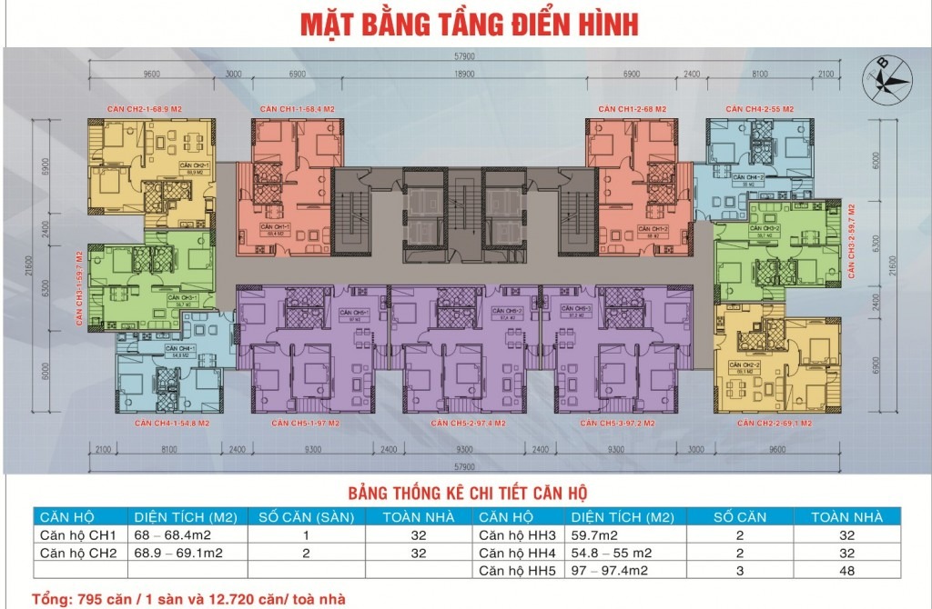 Sơ đồ mặt bằng điển hình tại chung cư PVV-Vinapharm