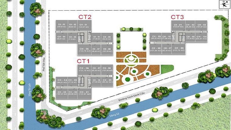 Sơ đồ mặt bằng căn hộ 3 phòng ngủ tại X2 Đại Kim