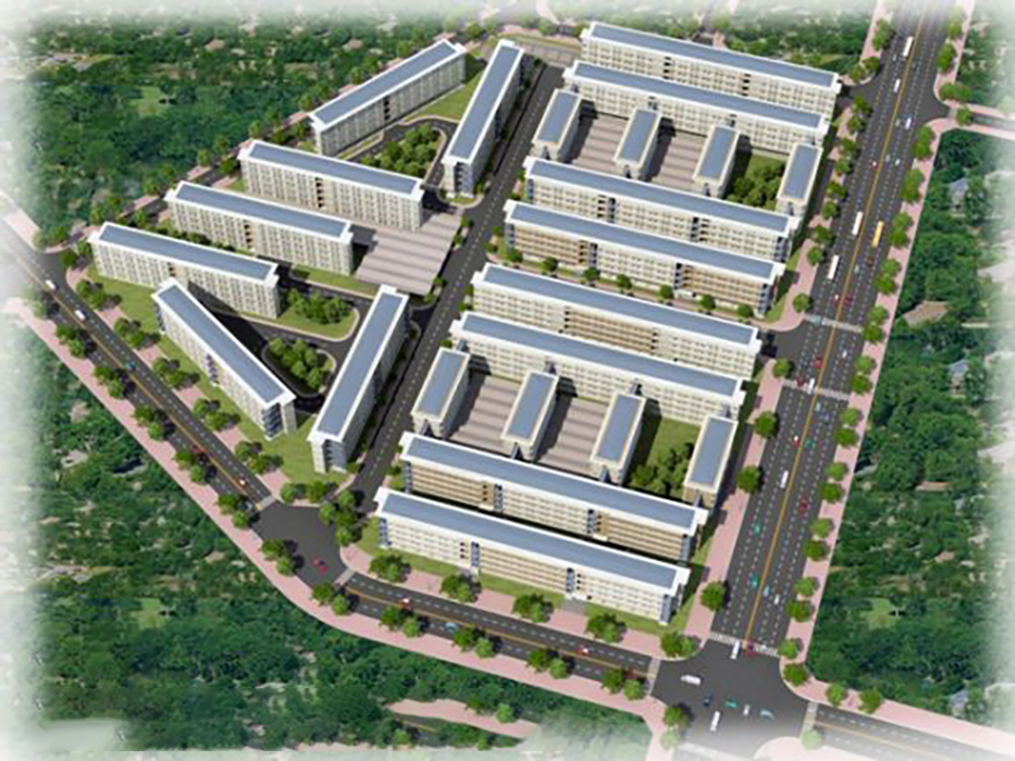 Cận cảnh các dãy nhà tại NOXH Becamex Hòa Lợi