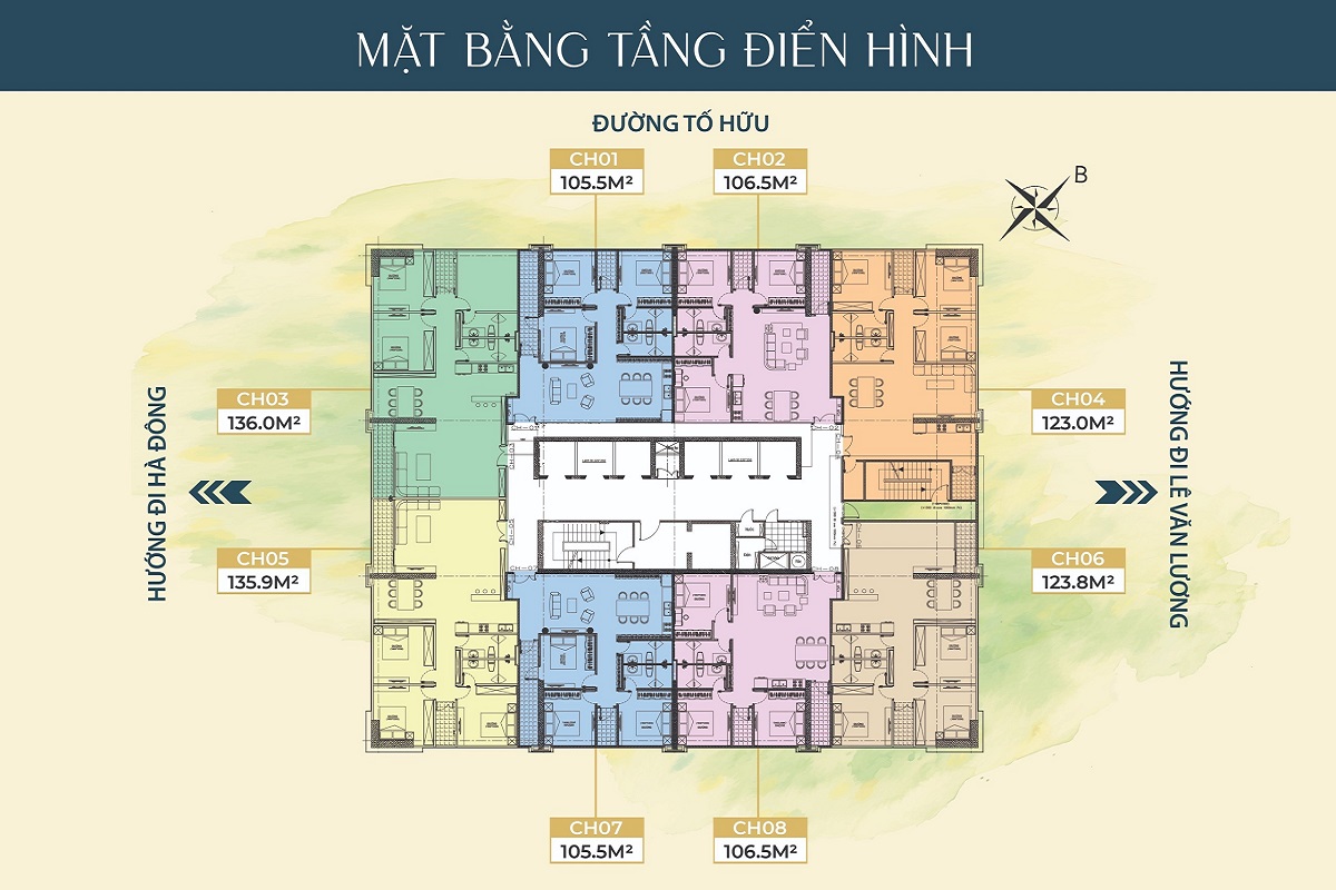Sơ đồ mặt bằng căn hộ điển hình tại MHD Trung Văn
