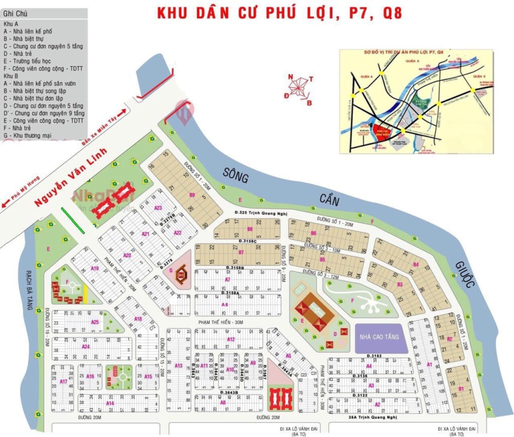 Sơ đồ mặt bằng điển hình tại KDC Phú Lợi