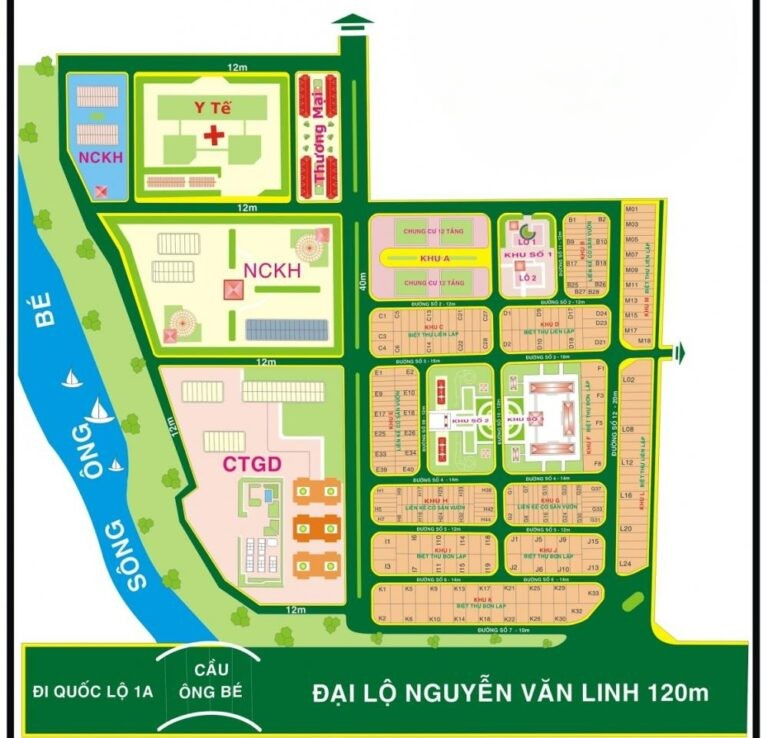 Sơ đồ mặt bằng phân lô Khu dân cư Him Lam 6A