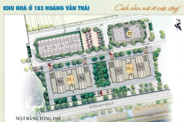 Sơ đồ mặt bằng tầng điển hình tại chung cư 183 Hoàng Văn Thái