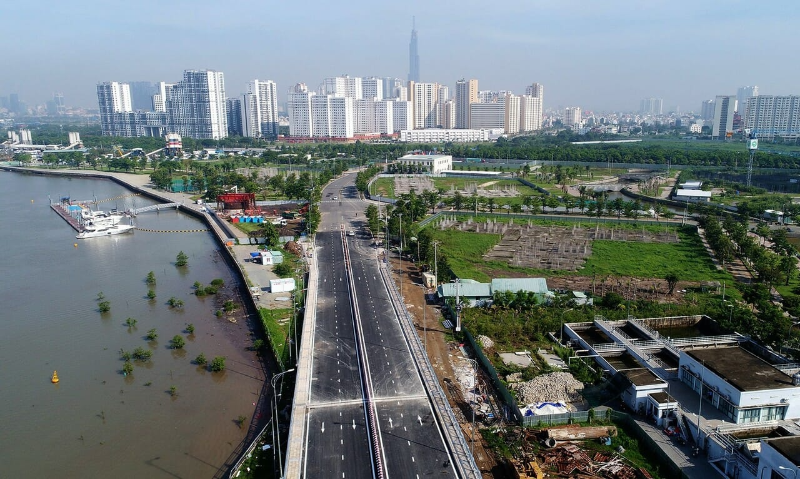 Đầu cầu Thời Đại hướng về khu đô thị Thủ Thiêm, không gian xanh và hiện đại