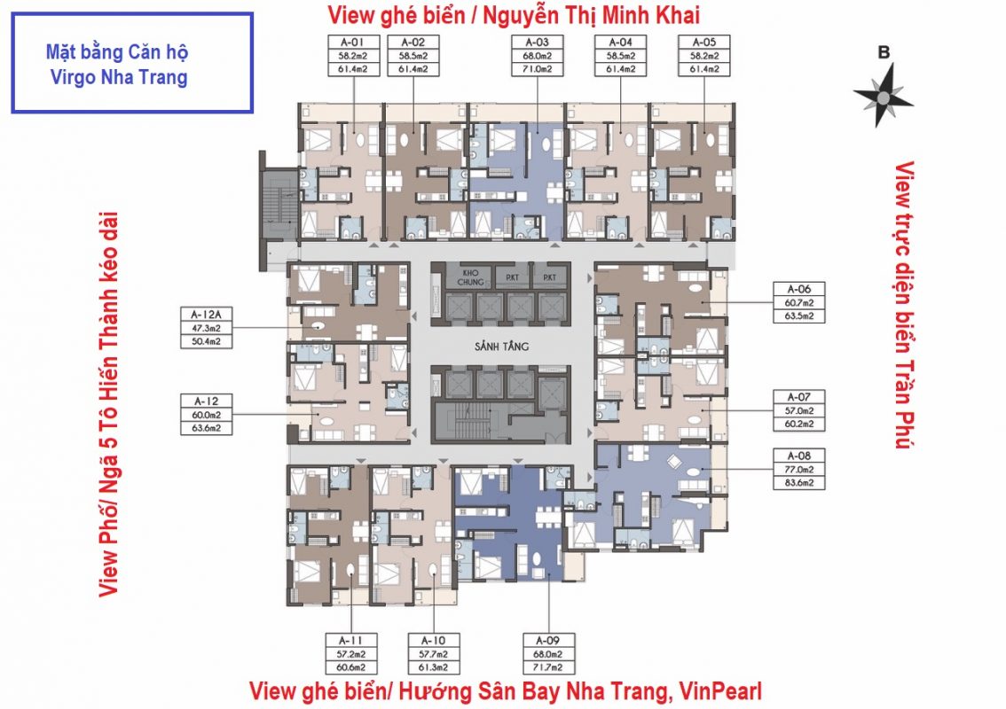 Sơ đồ mặt bằng tầng điển hình tại Virgo Nha Trang