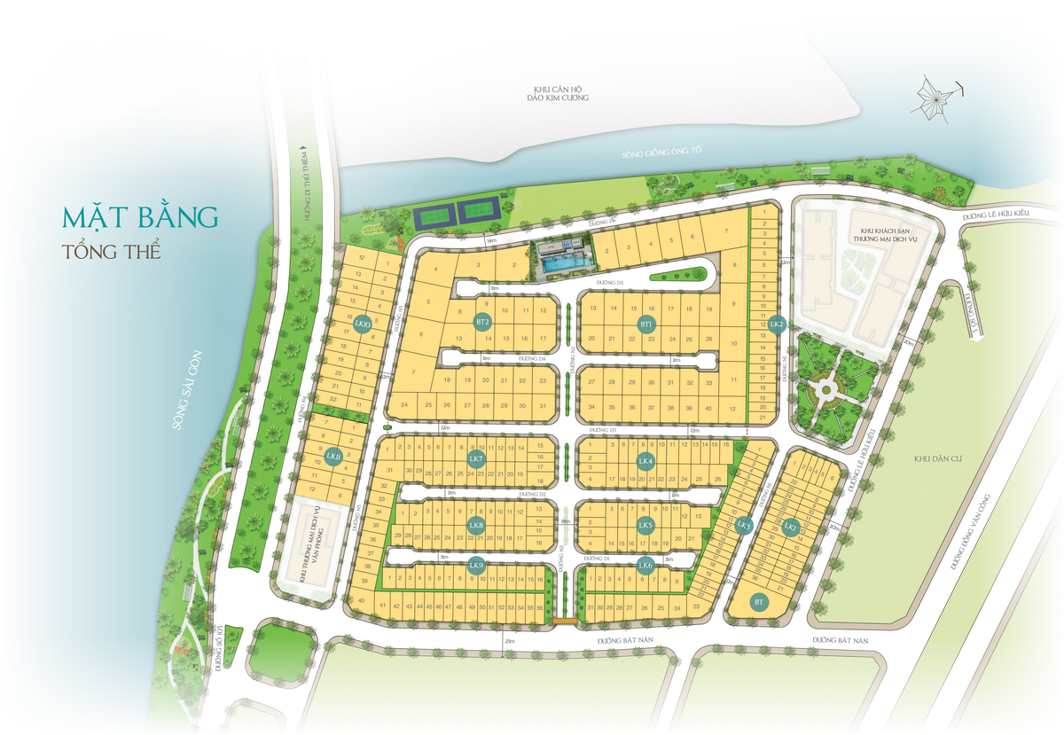 Sơ đồ phân lô tổng thể của khu biệt thự Saigon Mystery Villas