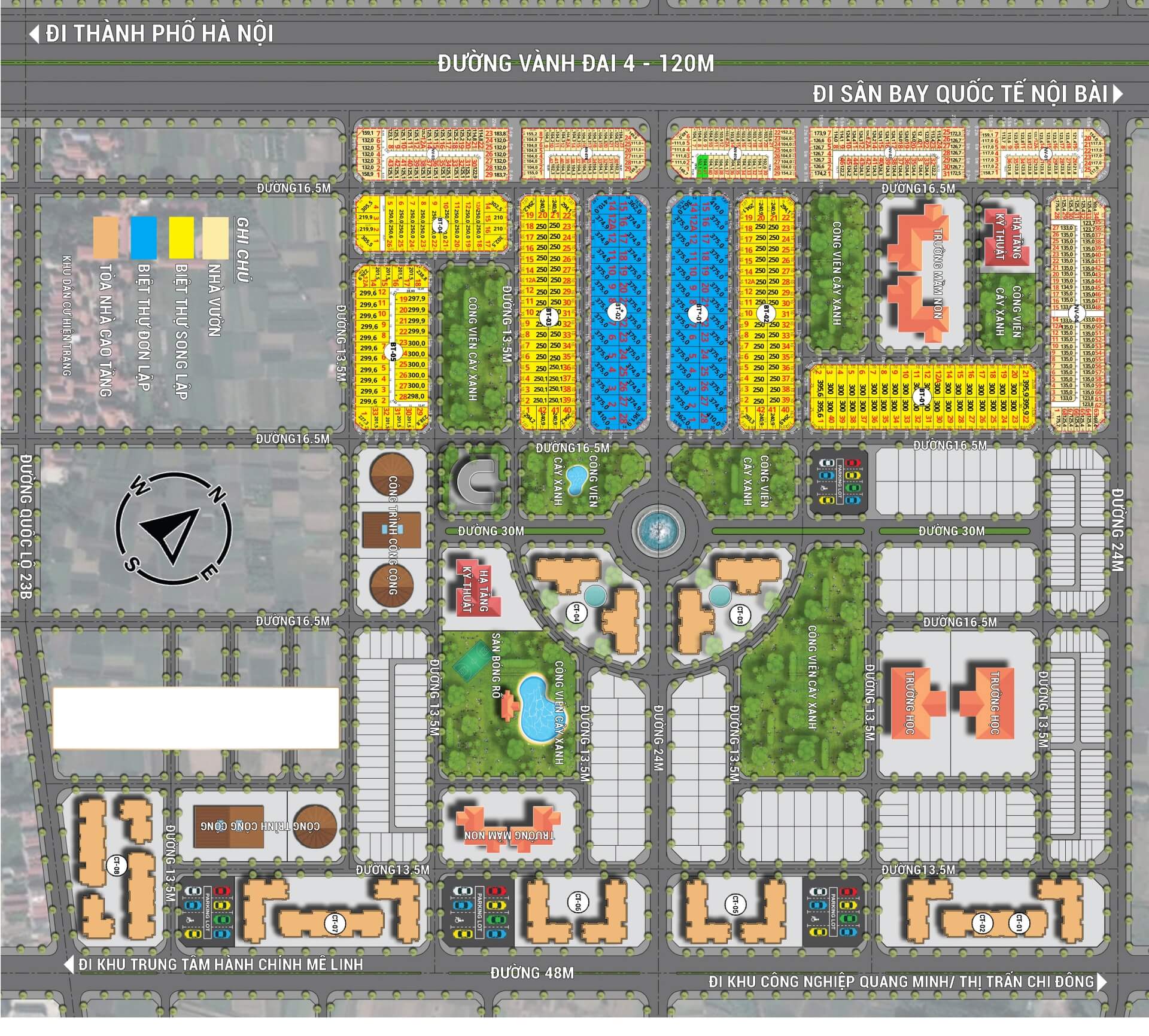 Sơ đồ phân lô tại KĐT Hud Mê Linh Central