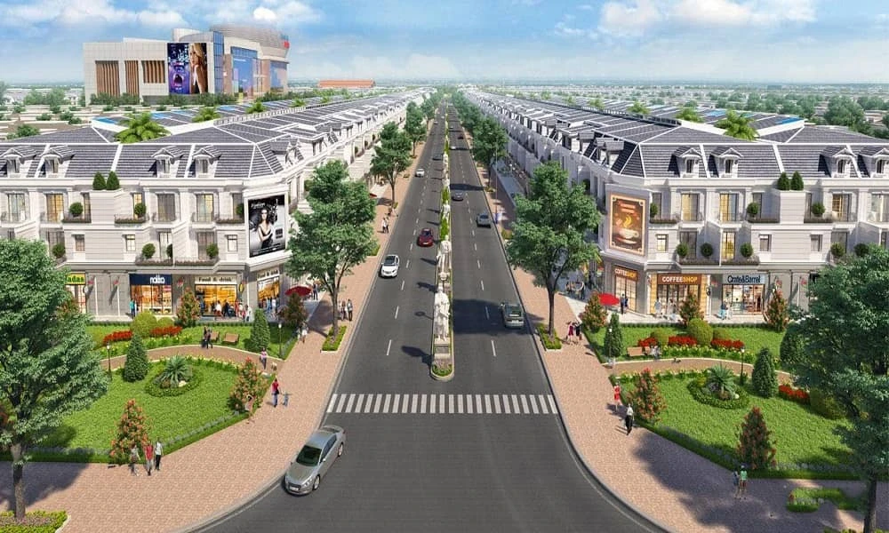 Phối cảnh mặt đường Khu dân cư Chợ Bình Điền