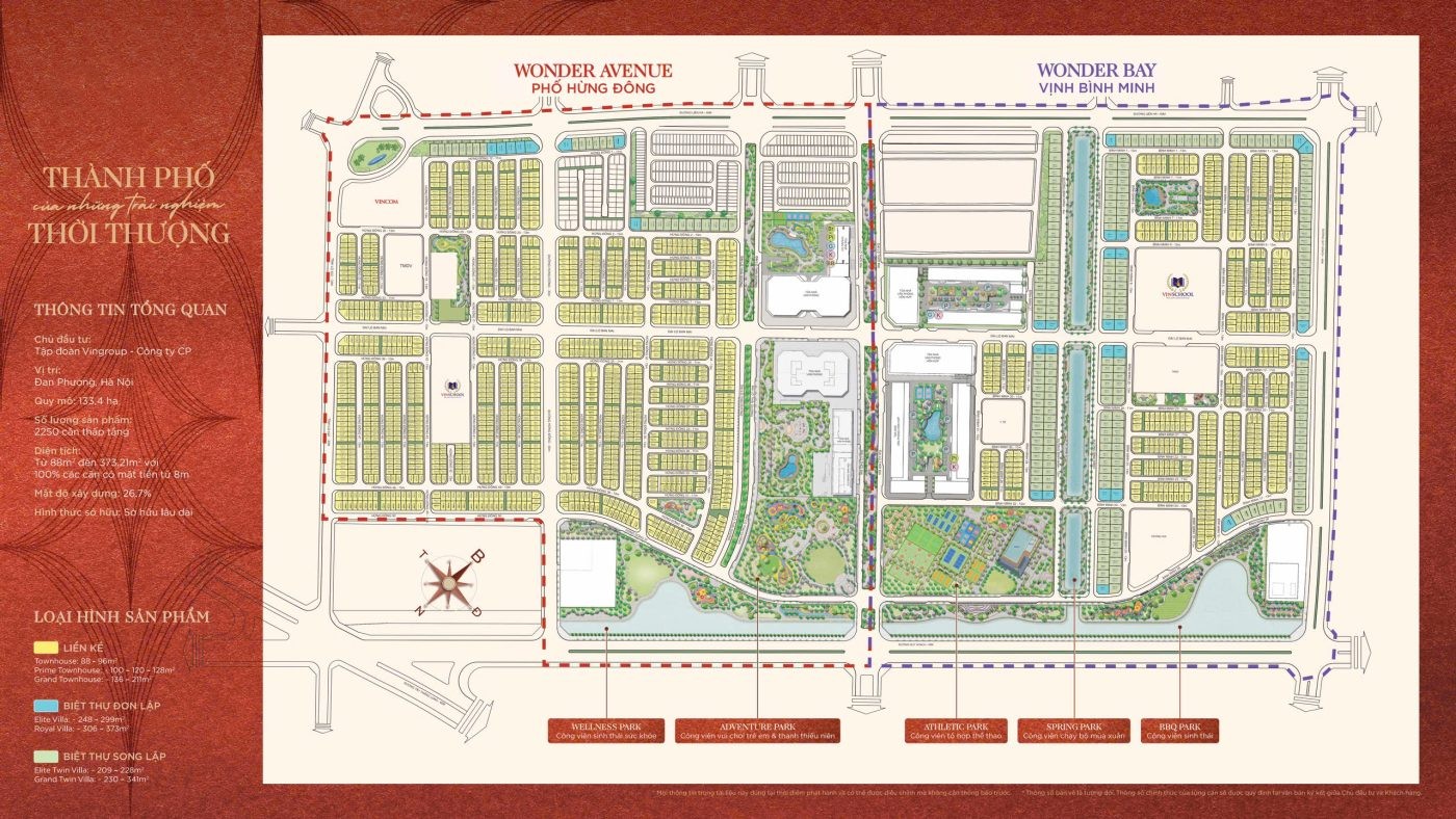 Sơ đồ tổng thể Khu đô thị Vinhomes Wonder Park