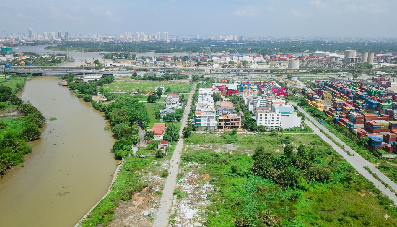 Đường nội khu rộng rãi, rợp bóng cây tại KDC Bắc Rạch Chiếc