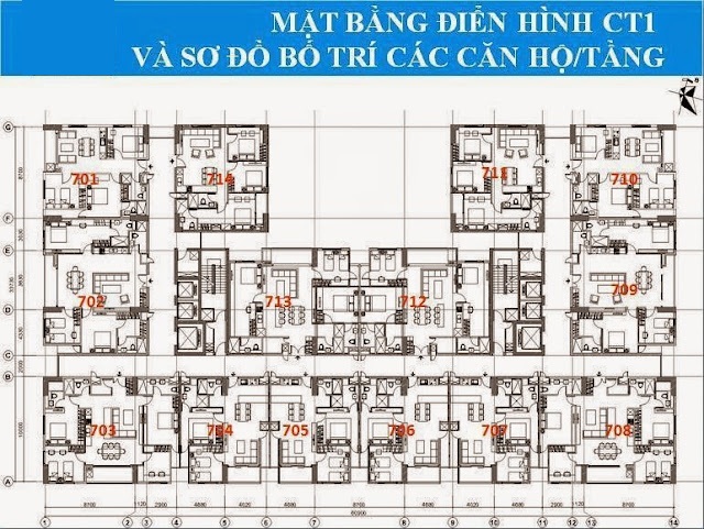 Sơ đồ mặt bằng điển hình tại chung cư Dream Town