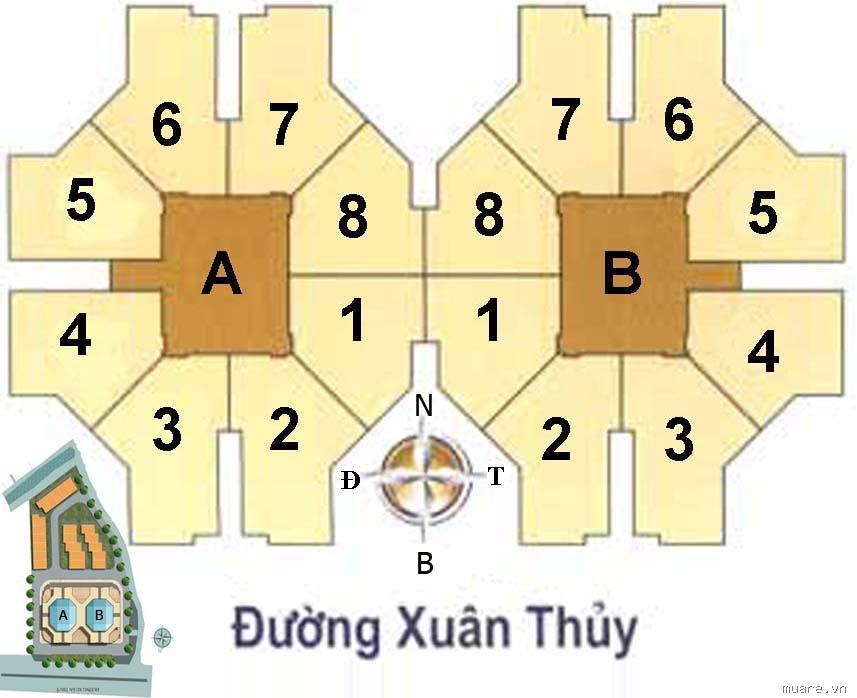Sơ đồ mặt bằng căn hộ tại chung cư 173 Xuân Thủy (IPH)