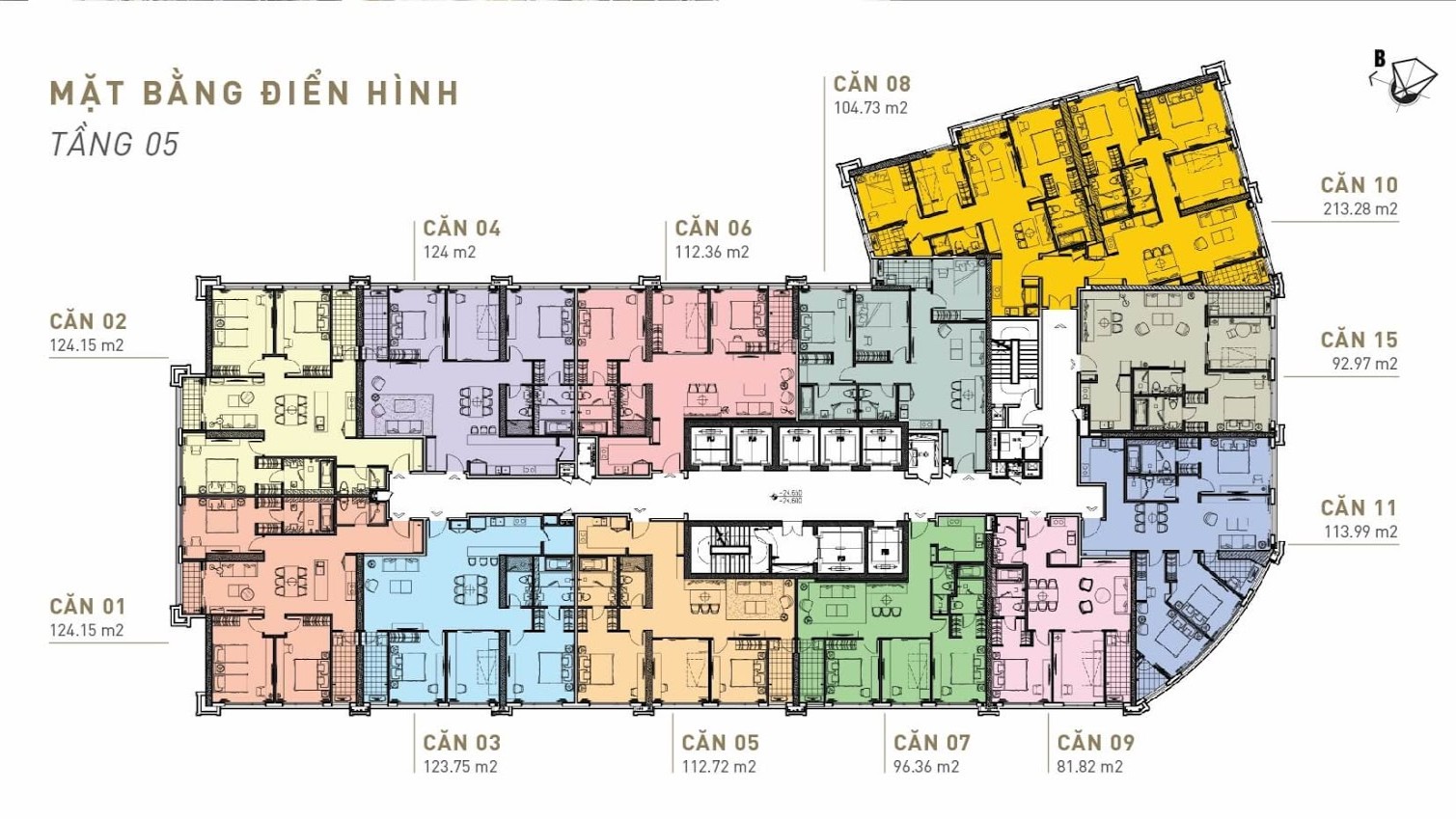Sơ đồ mặt bằng căn hộ điển hình tại King Palace
