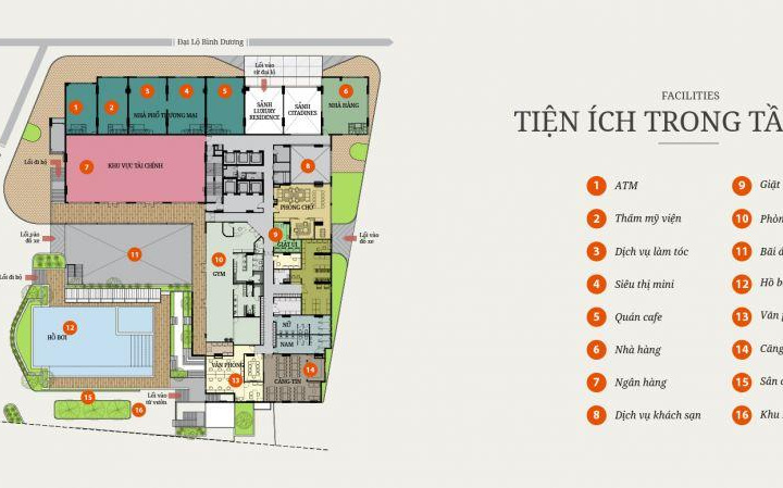 Sơ đồ mặt bằng căn hộ tại chung cư Citadines Bình Dương