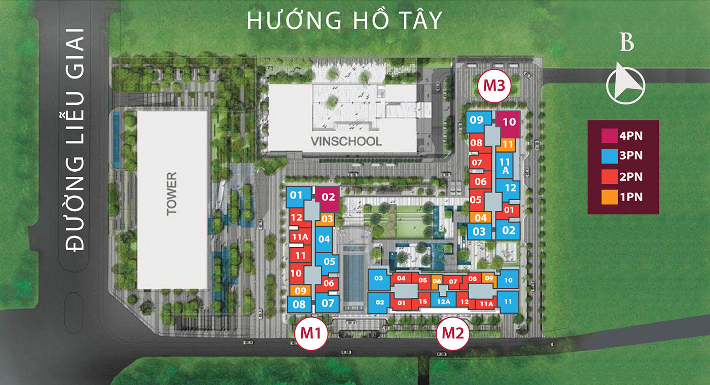 Sơ đồ mặt bằng tầng điển hình tại dự án Vinhomes Metropolis
