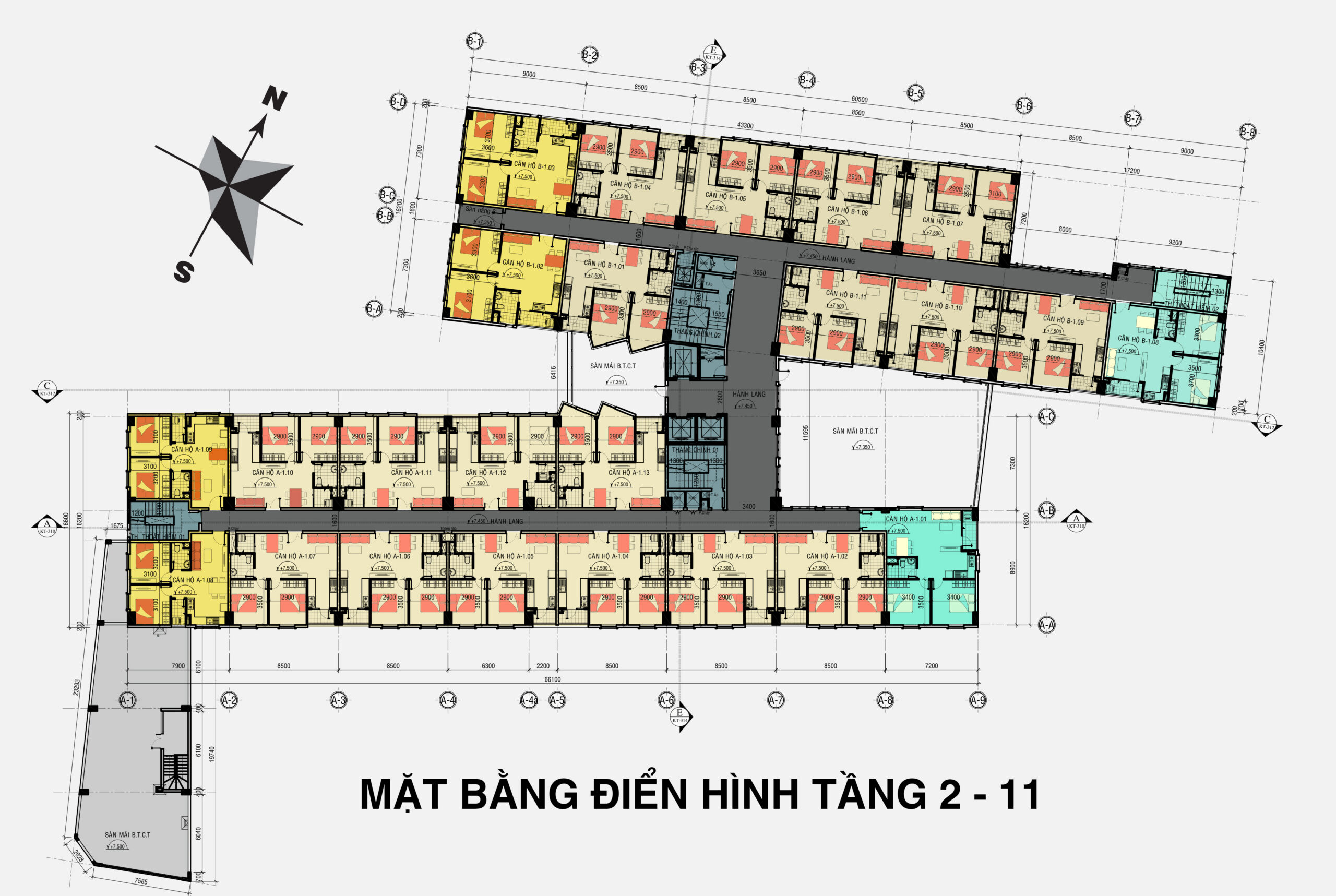 Sơ đồ mặt bằng điển hình tại Chung cư 26 Nguyễn Thượng Hiền