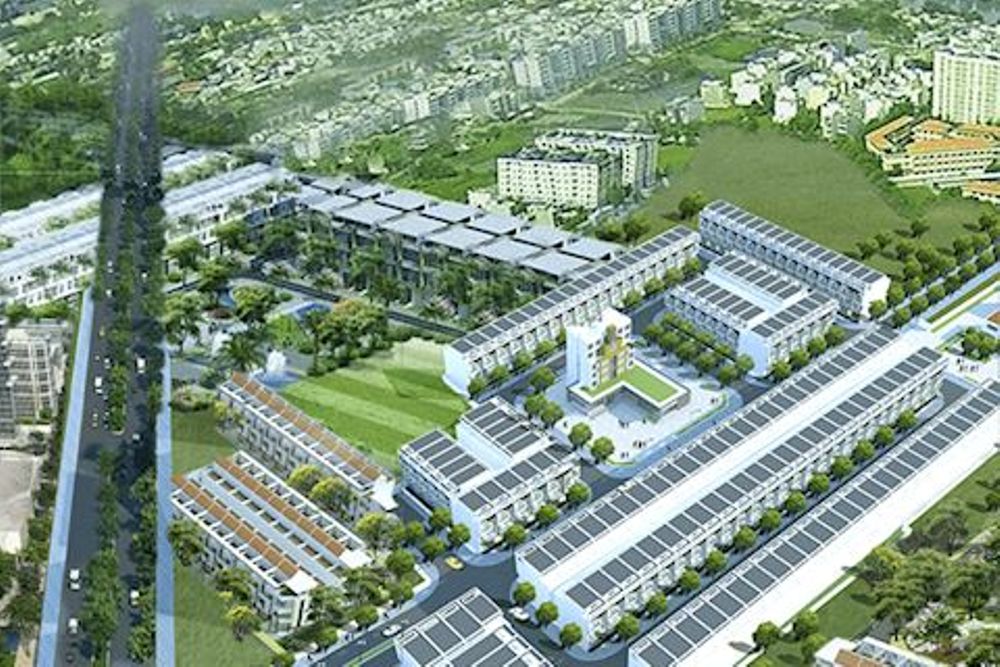 Đường sá và nhà phố tại KDC Thuận Giao