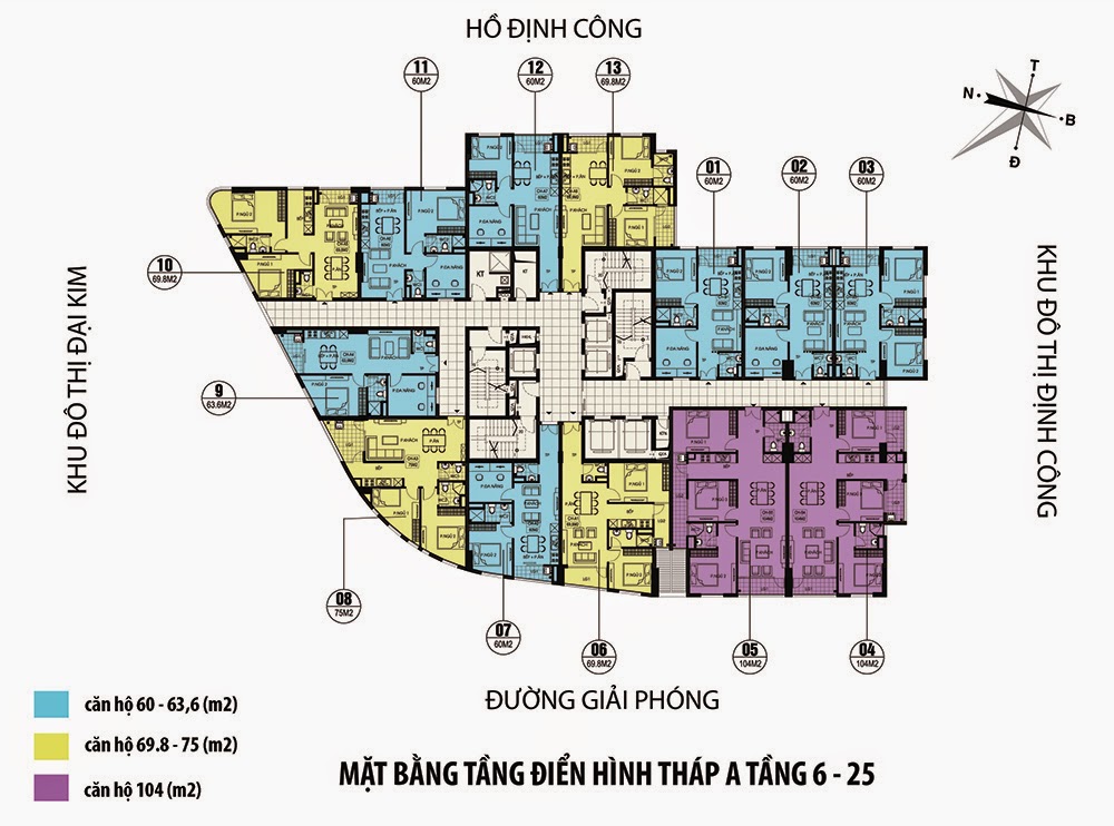 Sơ đồ mặt bằng căn hộ điển hình tại CT36 Dream Home
