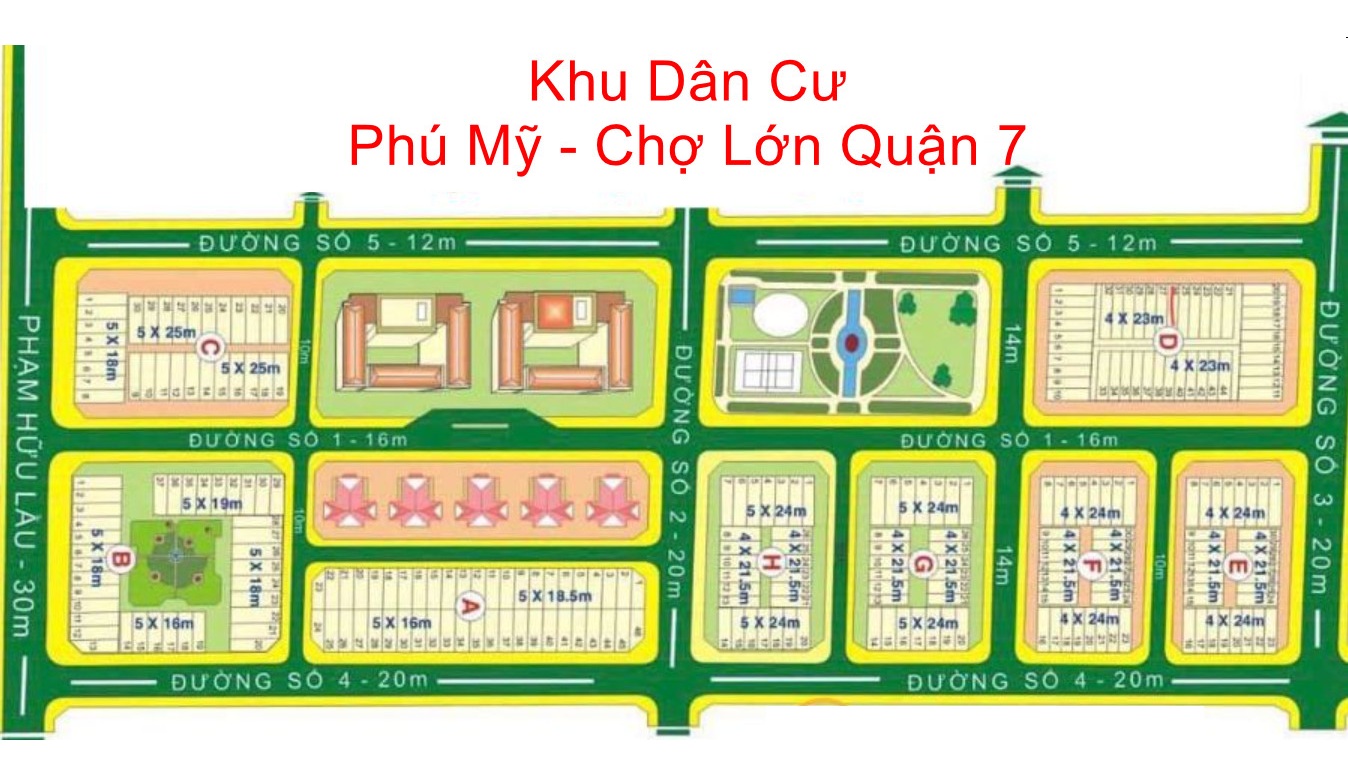 Sơ đồ phân lô tổng thể Khu dân cư Phú Mỹ Chợ Lớn