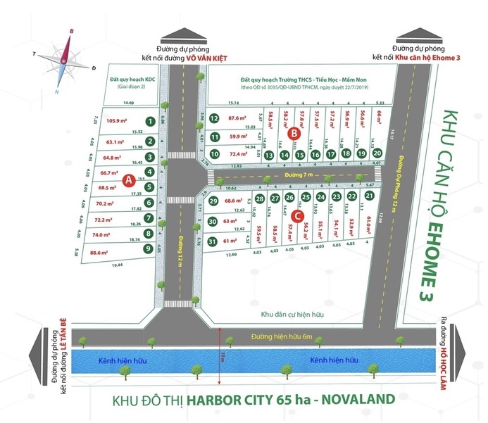 Sơ đồ quy hoạch tổng thể khu dân cư Đất Nam An Lạc