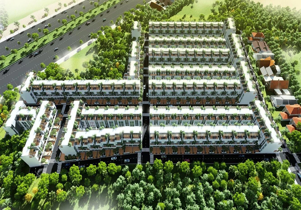 Hạ tầng và nhà phố tại KDC Phú Hòa