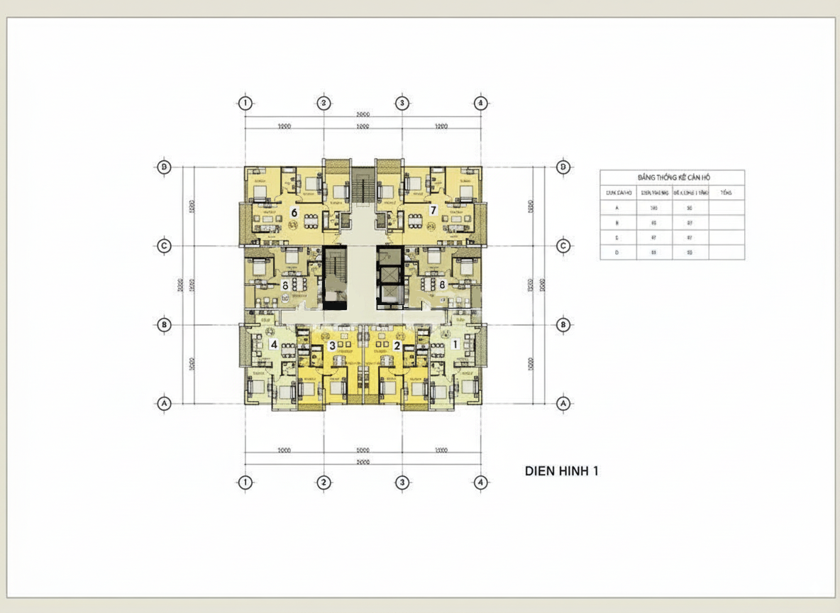 Sơ đồ mặt bằng căn hộ điển hình tại AZ Lâm Viên Complex