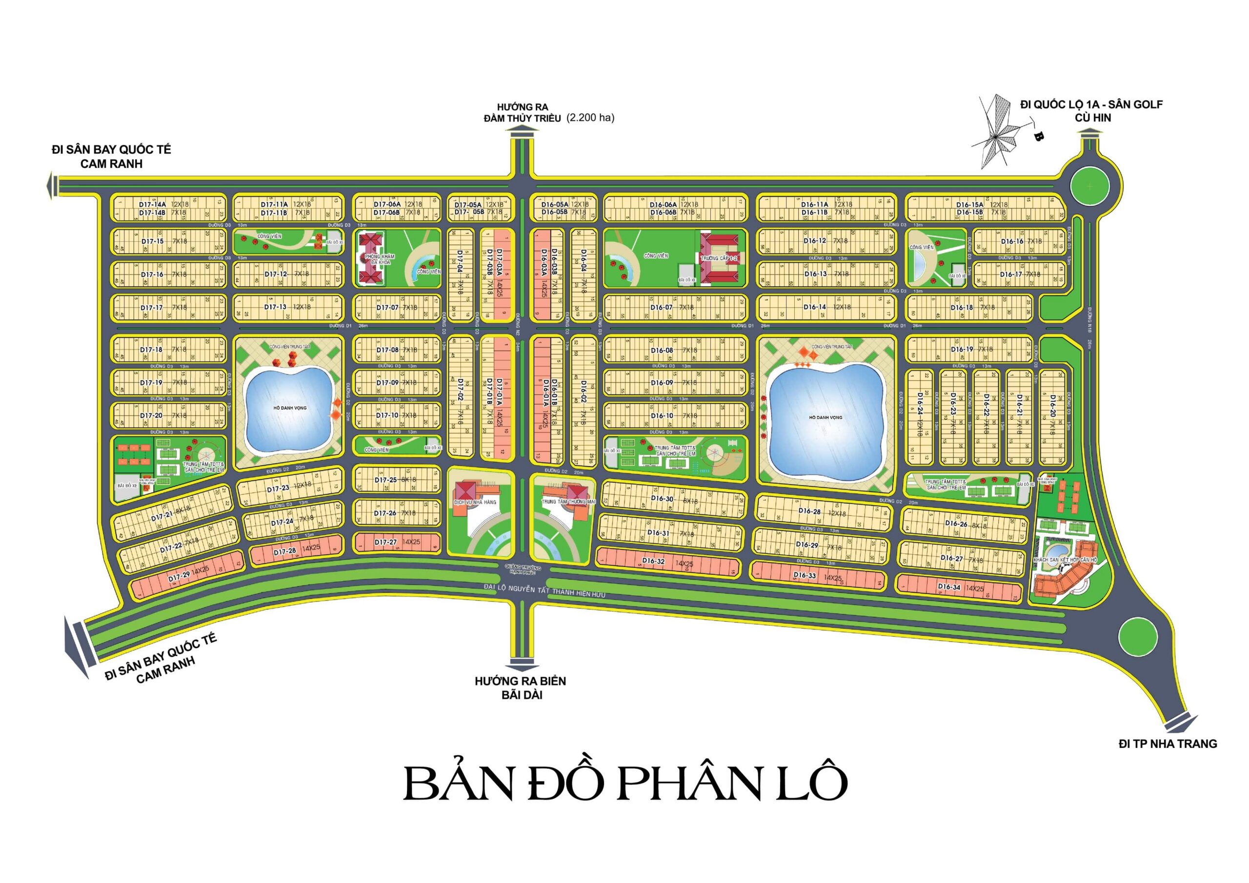 Sơ đồ phân lô tổng thể Khu đô thị Golden Bay