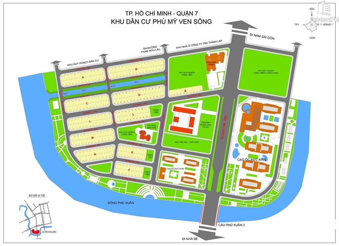 Sơ đồ phân lô tổng thể Khu tái định cư Phú Mỹ 2