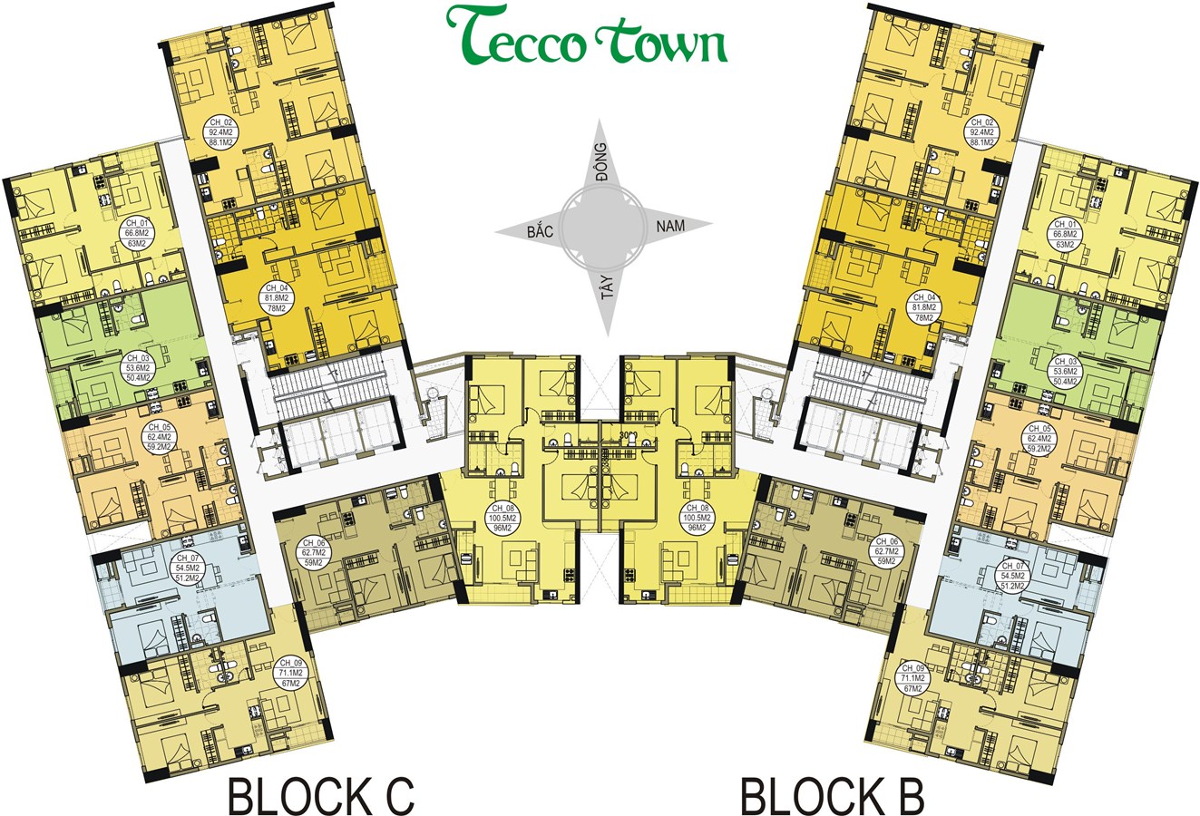 Mặt bằng điển hình căn hộ tại Chung cư Tecco Town