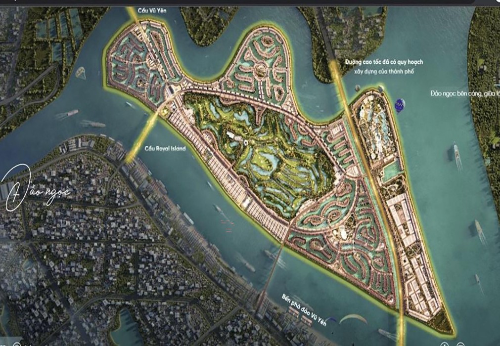 Phối cảnh biệt thự sang trọng với bãi biển riêng tại Vinhomes Royal Island