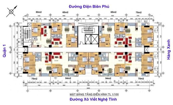 Mặt bằng điển hình căn hộ tại Chung cư SGC Nguyễn Cửu Vân