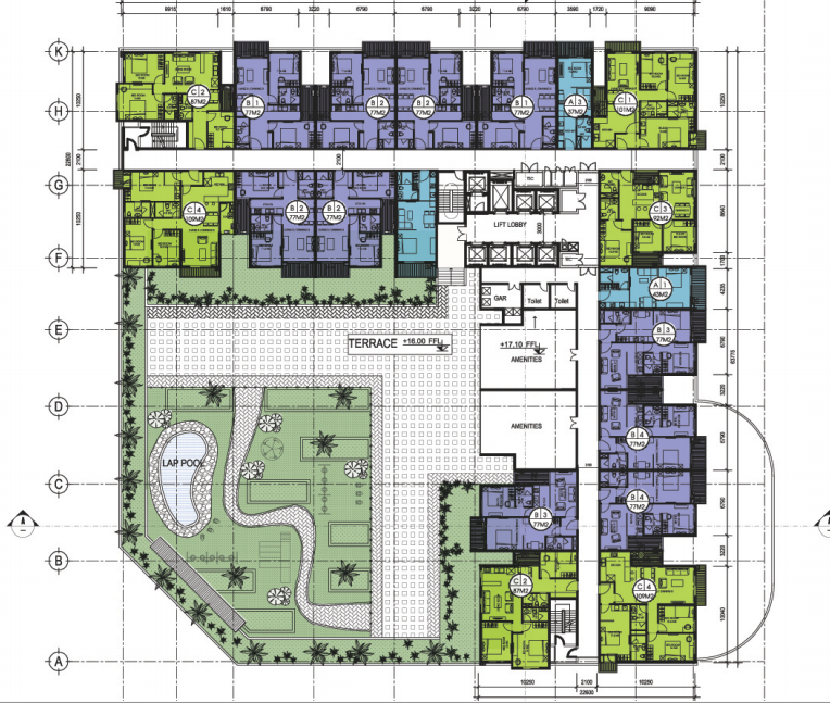 Sơ đồ mặt bằng tầng điển hình tại dự án The Two Residence