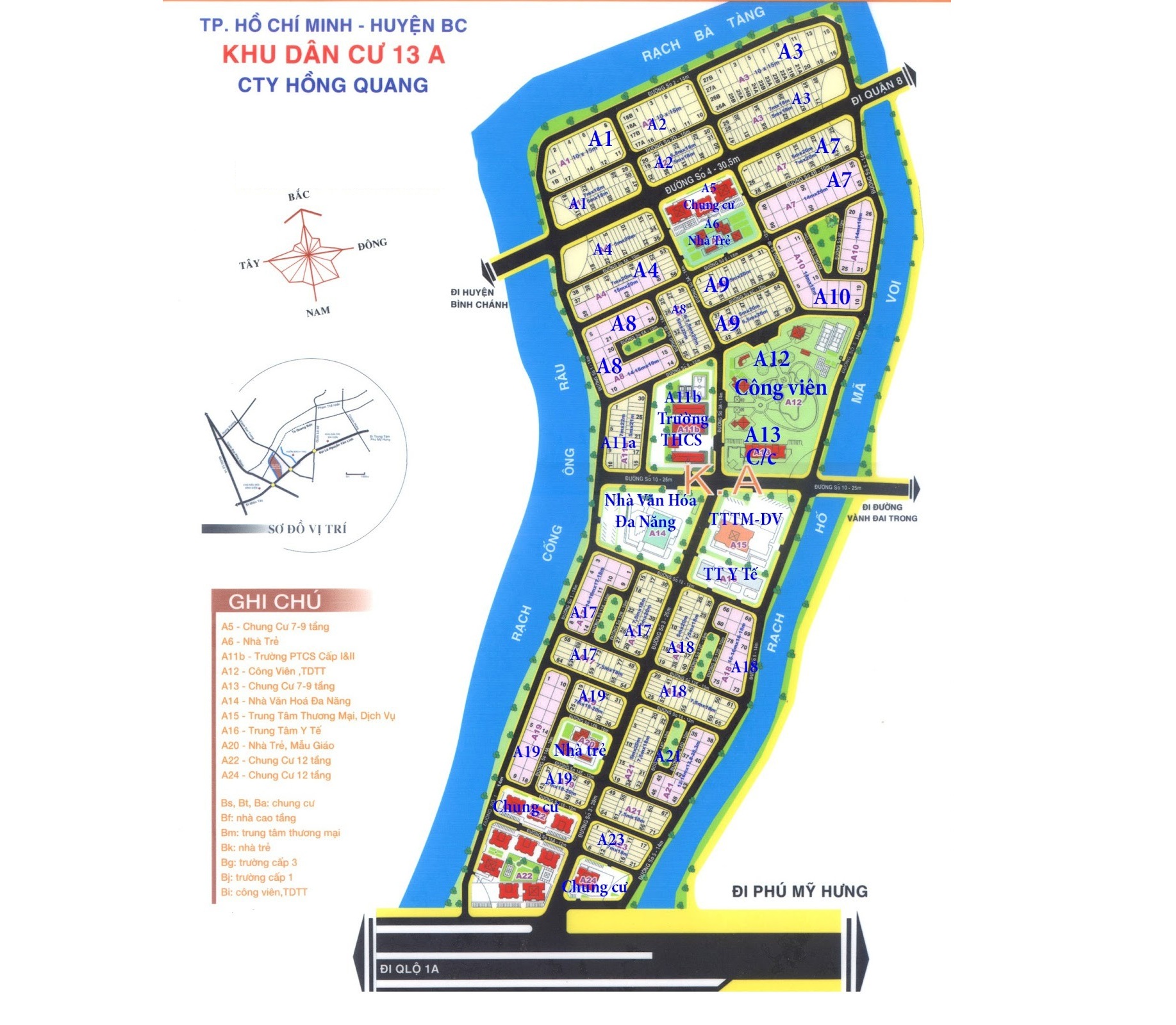 Sơ đồ quy hoạch tổng thể Khu dân cư Hồng Quang
