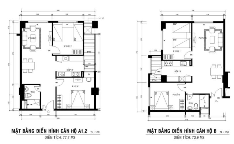 Sơ đồ mặt bằng điển hình tại chung cư 51 Chánh Hưng