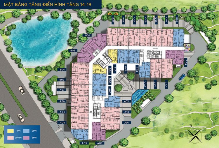 Sơ đồ mặt bằng điển hình tại dự án T&T Riverview