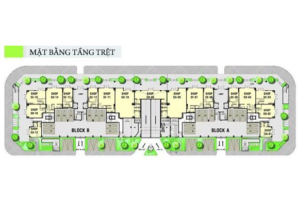 Sơ đồ mặt bằng điển hình tại chung cư Cảnh Viên 3