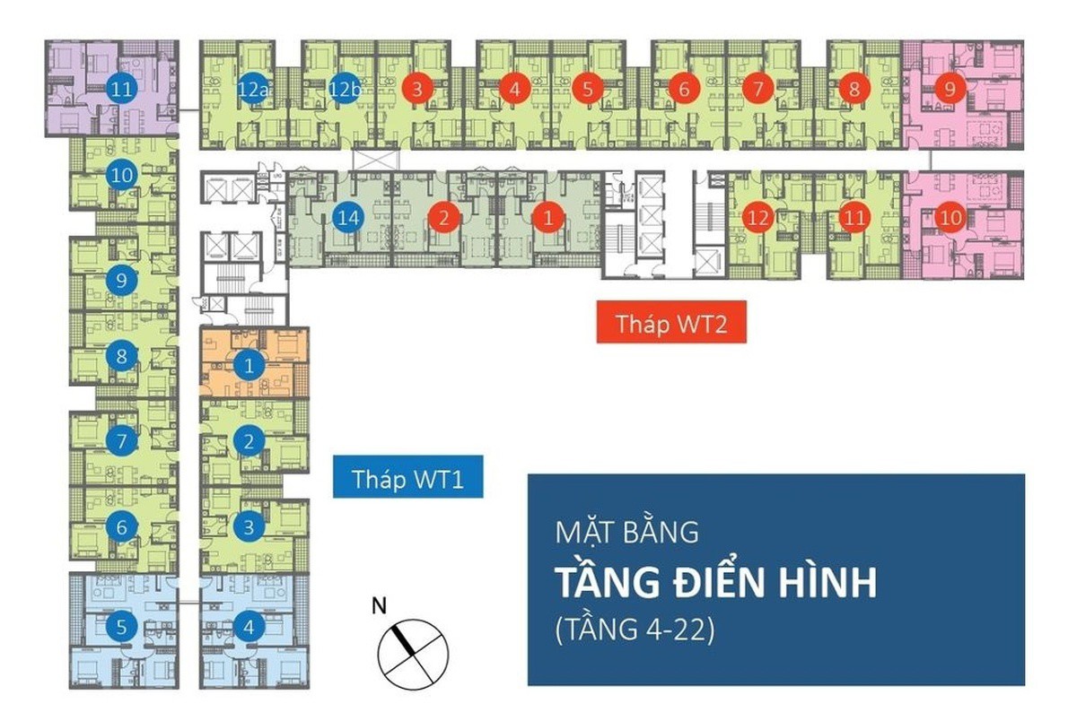 Mặt bằng điển hình căn hộ tại Chung cư Wilton Tower
