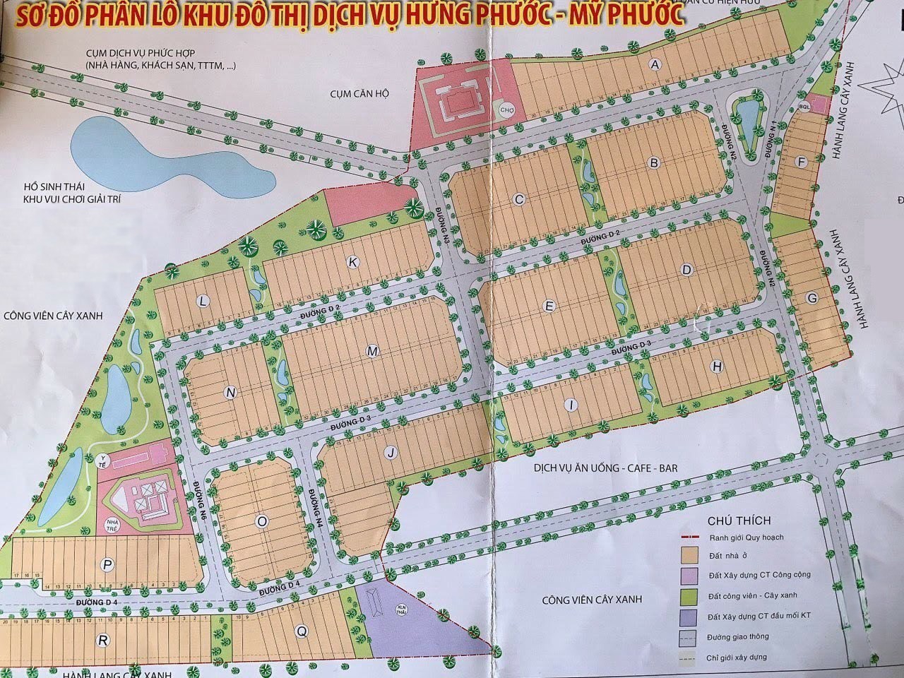 Sơ đồ phân lô tổng thể Khu nhà phố Hưng Phước