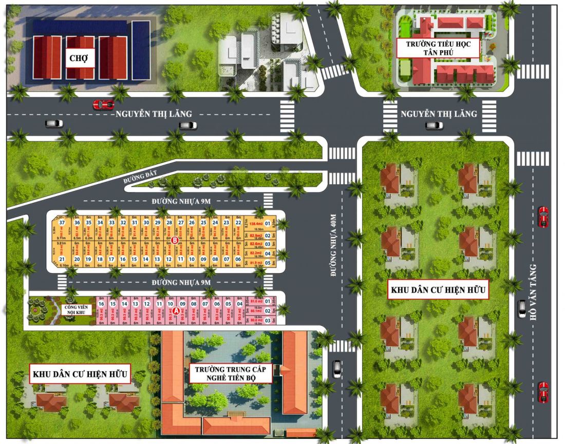 Sơ đồ phân lô tổng thể dự án Khu dân cư Xuyên Á