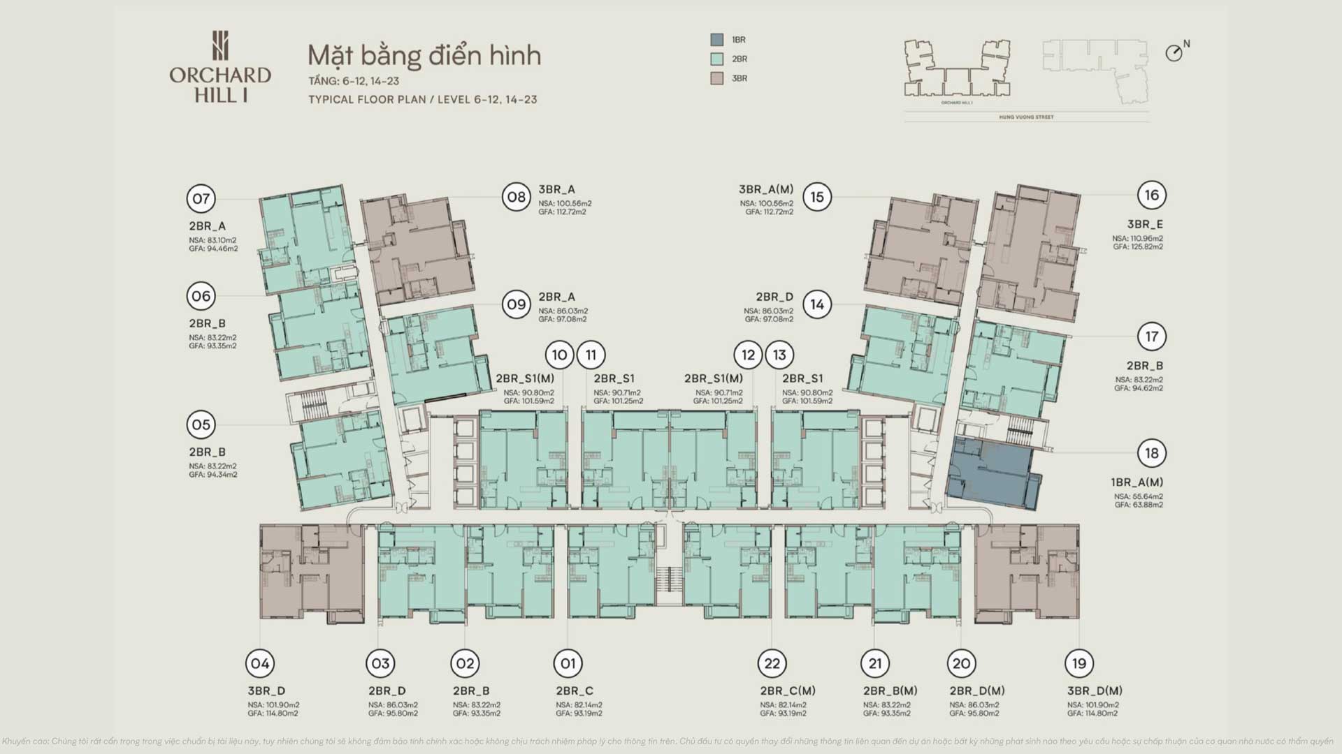Sơ đồ mặt bằng tầng điển hình phân khu Orchard Heights Sycamore