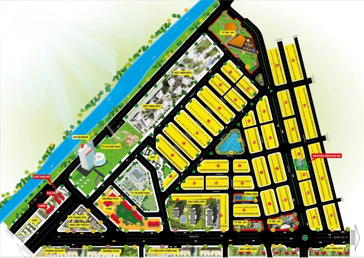 Sơ đồ phân lô dự án Tây Nam Center Golden Land